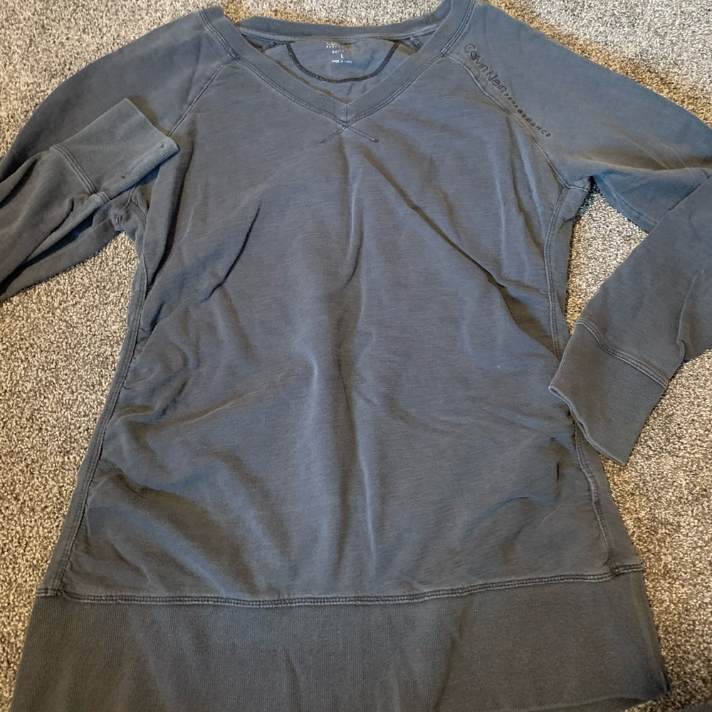 L Calvin Klein Ruched Crew Neck Sweater